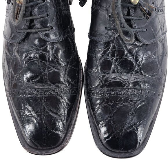 Mauri Italy Vintage Exotic Black Crocodile Dress Shoes Mens 11.5 Luxury Oxfords main image 9